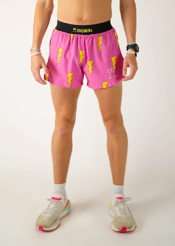 Men's Pink Bolts 4" Half Split Shorts