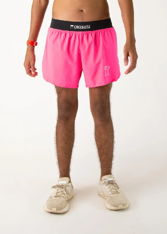 Men's Neon Pink 4" Half Split Shorts