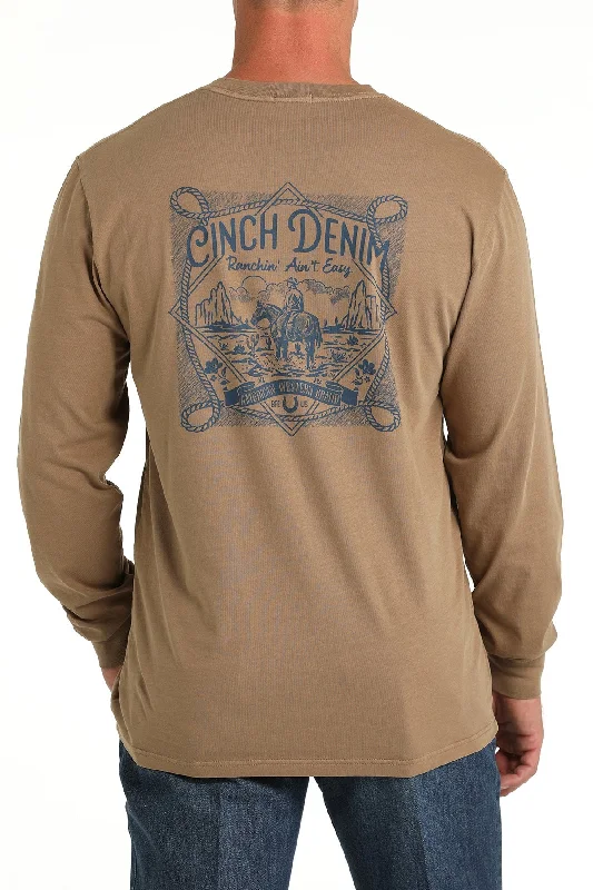 Men's Cinch Ranchin Ain't Easy Tee - Khaki - (MTK1721014)