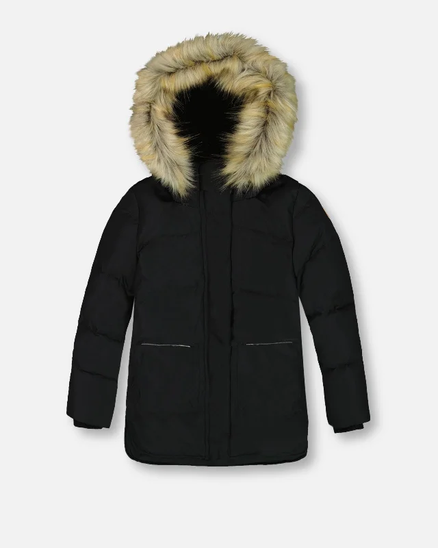 Puffy Long Coat Black