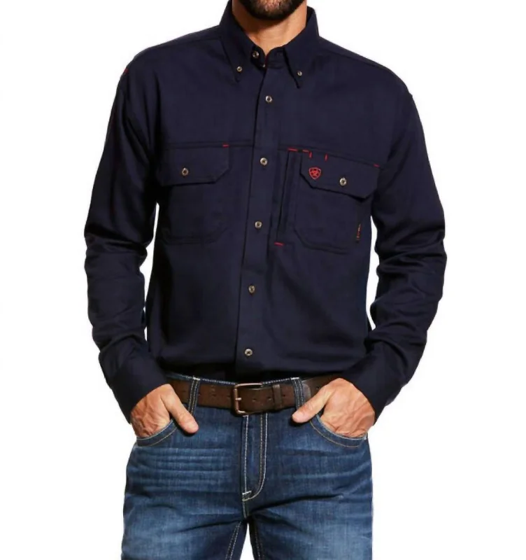 Solid Vent Work Shirt - Plus In Navy