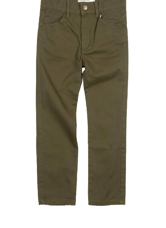 Skinny Twill Pants Jeans In Moss Green