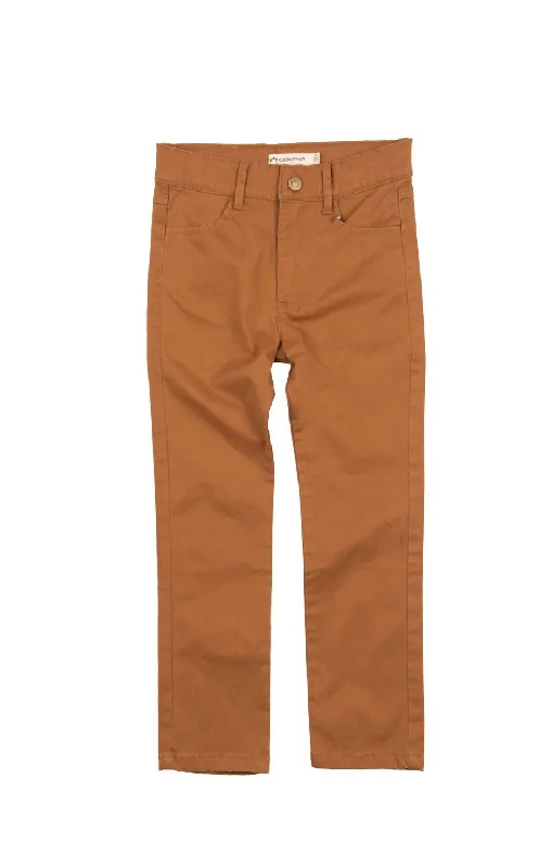 Skinny Twill Pants Jeans In Pecan Orange